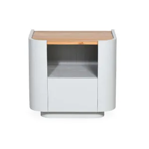 Lappa - Bedside Table With Drawer - Wood - Dove Grey by Darcy & Duke, a Bedside Tables for sale on Style Sourcebook