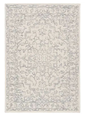 Capella Ivory Grey Medallion Tufted Wool Rug by Miss Amara, a Persian Rugs for sale on Style Sourcebook