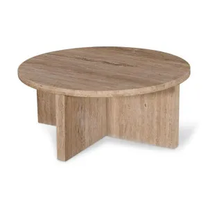 Sanya 90cm Travertine Top Round Coffee Table by Interior Secrets - AfterPay Available by Interior Secrets, a Coffee Table for sale on Style Sourcebook