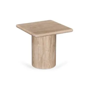 Costin 42cm Travertine Top Side Table - Natural by Interior Secrets - AfterPay Available by Interior Secrets, a Side Table for sale on Style Sourcebook