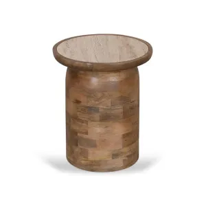 Urbina 40cm Travertine Top Side Table - Natural by Interior Secrets - AfterPay Available by Interior Secrets, a Side Table for sale on Style Sourcebook