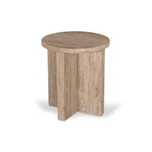 Sanya 45cm Travertine Top Round Side Table by Interior Secrets - AfterPay Available by Interior Secrets, a Side Table for sale on Style Sourcebook