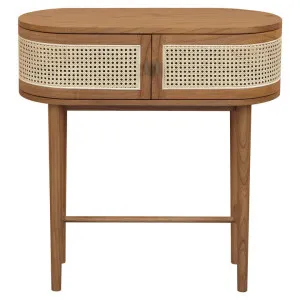Kelly Mindi Wood & Rattan 2 Door Oval Hall Table, 80cm, Almond by Centrum Furniture, a Console Table for sale on Style Sourcebook