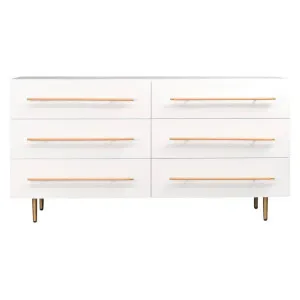 Retreat Wooden 6 Drawer Dresser, White by Cozy Lighting & Living, a Dressers & Chests of Drawers for sale on Style Sourcebook