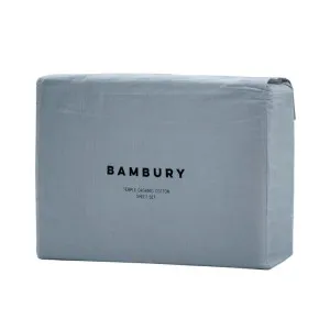 Bambury Temple Organic Cotton Sheet Set, Queen, Steel Blue by Bambury, a Bedding for sale on Style Sourcebook