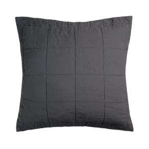 Bambury French Flax Linen Quilted Euro Sham, Charcoal by Bambury, a Bedding for sale on Style Sourcebook