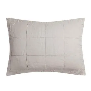 Bambury French Flax Linen Quilted Standard Pillow Sham, Pebble by Bambury, a Bedding for sale on Style Sourcebook