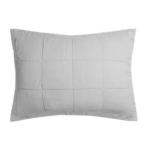 Bambury French Flax Linen Quilted Standard Pillow Sham, Silver by Bambury, a Bedding for sale on Style Sourcebook