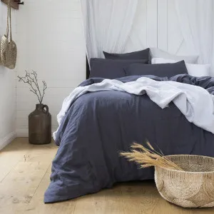 Bambury French Flax Linen Quilt Cover Set, King, Charcoal by Bambury, a Bedding for sale on Style Sourcebook