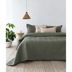 Bambury Herringbone Embossed Coverlet Set, Single / Double, Moss by Bambury, a Bedding for sale on Style Sourcebook