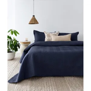 Bambury Herringbone Embossed Coverlet Set, Single / Double, Navy by Bambury, a Bedding for sale on Style Sourcebook