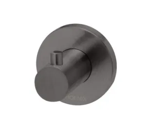 Radii Robe Hook Round Plate In Brushed Carbon By Phoenix by PHOENIX, a Shelves & Hooks for sale on Style Sourcebook