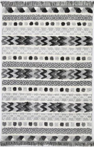 Beni Carved Anthracite Rug by Wild Yarn, a Shag Rugs for sale on Style Sourcebook