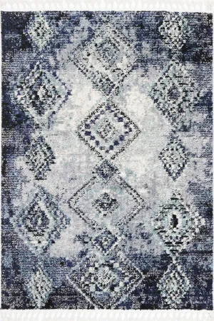 Deano Navy Blue Diamond Abstract Rug by Wild Yarn, a Contemporary Rugs for sale on Style Sourcebook