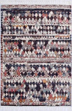 Hal Vintage Boho Casablanca White Navy Rug by Wild Yarn, a Contemporary Rugs for sale on Style Sourcebook