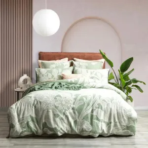 Renee Taylor Bentley Cotton Jacquard Sage Green Quilt Cover Set by null, a Quilt Covers for sale on Style Sourcebook