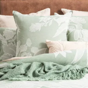 Renee Taylor Bentley Cotton Jacquard Sage Green European Pillowcase by null, a Cushions, Decorative Pillows for sale on Style Sourcebook