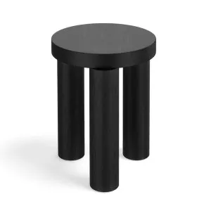 Nomad Oak Timber Round Side Table, Black by FLH, a Side Table for sale on Style Sourcebook