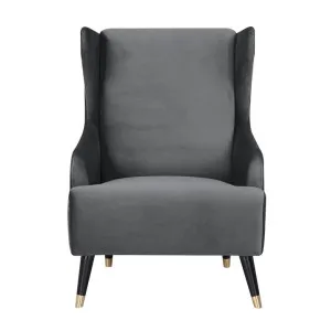 Brromhill Velvet Fabric Wingback Armchair, Grey by Dodicci, a Chairs for sale on Style Sourcebook