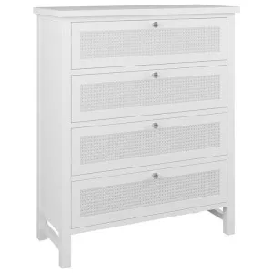 Nairn Acacia Timber & Rattan 4 Drawer Tallboy by Dodicci, a Dressers & Chests of Drawers for sale on Style Sourcebook