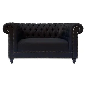 Dubbo Fabric Chesterfield Sofa, 2 Seater, Black by Dodicci, a Sofas for sale on Style Sourcebook