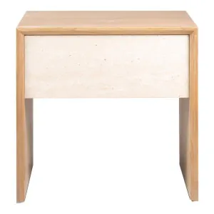 Jodoh Teak Timber & Travertine Bedside Table by Houe, a Bedside Tables for sale on Style Sourcebook