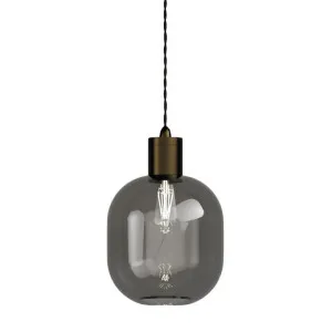 Parlour Curve Brass & Glass Pendant Light, Smoke / Iron by Lighting Republic, a Pendant Lighting for sale on Style Sourcebook