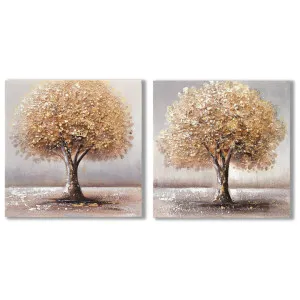 "Sprinkled Golden Canopy" 2 Piece Stretched Hand Painting Canvas Wall Art Set, 50cm by PNC Imports, a Artwork & Wall Decor for sale on Style Sourcebook