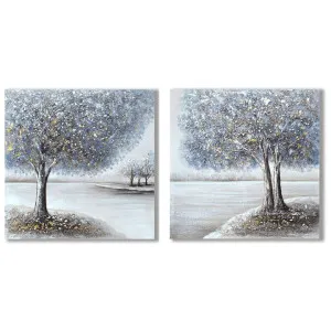 "Lakeside Sprinkled Blue Canopies" 2 Piece Stretched Hand Painting Canvas Wall Art Set, 80cm by PNC Imports, a Artwork & Wall Decor for sale on Style Sourcebook