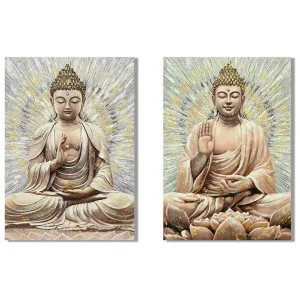 "Meditated & Fearless" 2 Piece Stretched Hand Painting Canvas Wall Art Set, 100cm by PNC Imports, a Artwork & Wall Decor for sale on Style Sourcebook