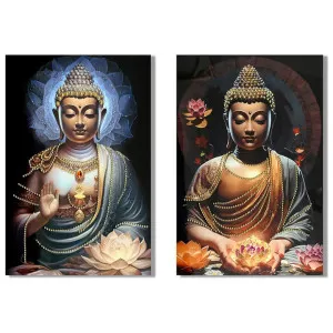 "Buddha & Water" 2 Piece Stretched Canvas Wall Art Print Set, 90cm by PNC Imports, a Artwork & Wall Decor for sale on Style Sourcebook