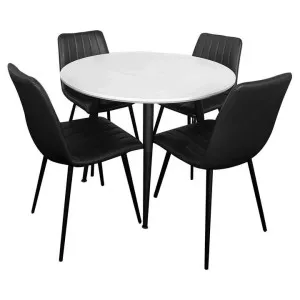 Lumy 5 Piece Round Dining Table Set, 100cm, with Black Molly Chair by HOMESTAR, a Dining Sets for sale on Style Sourcebook