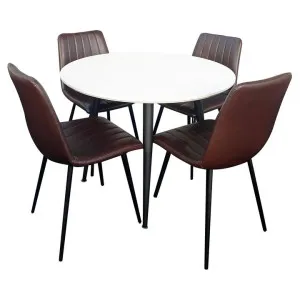 Lumy 5 Piece Round Dining Table Set, 100cm, with Brown Molly Chair by HOMESTAR, a Dining Sets for sale on Style Sourcebook