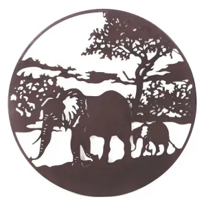 Avon Animal World Round Metal Wall Decor, Elephants, 80cm, Rust by PNC Imports, a Wall Hangings & Decor for sale on Style Sourcebook