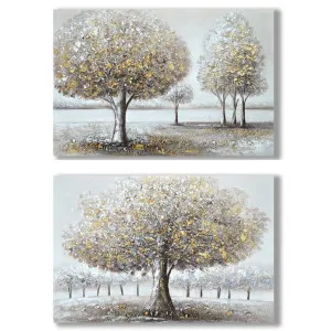 "Gold & Silver Sprinkled Grove" 2 Piece Stretched Hand Painting Canvas Wall Art Set, 90cm by PNC Imports, a Artwork & Wall Decor for sale on Style Sourcebook