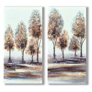 "Birch Grove Impression" 2 Piece Stretched Hand Painting Canvas Wall Art Set, 60cm by PNC Imports, a Artwork & Wall Decor for sale on Style Sourcebook