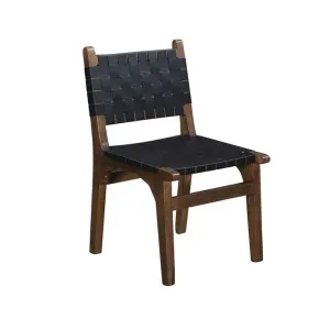 Faron Umber Mango Wood Woven Leather Dining Chair by James Lane, a Dining Chairs for sale on Style Sourcebook