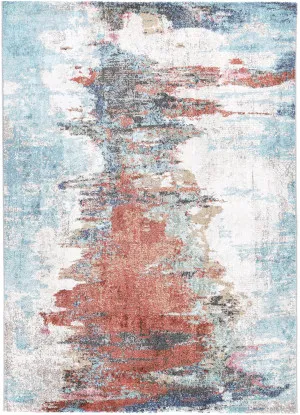 June Jorge Blue & Terracotta Abstract Rug by Wild Yarn, a Contemporary Rugs for sale on Style Sourcebook