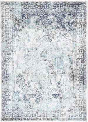 June Adrianita Ivory & Blue Transitional Rug by Wild Yarn, a Contemporary Rugs for sale on Style Sourcebook