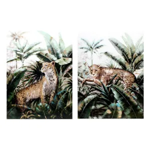"Leopard Jungle" 2 Piece Stretched Hand Painting Canvas Wall Art Set, 80cm by Cristaletta Living, a Artwork & Wall Decor for sale on Style Sourcebook
