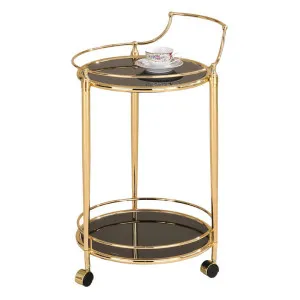 Henley Metal & Glass Round Bar Cart by Cristaletta Living, a Sideboards, Buffets & Trolleys for sale on Style Sourcebook