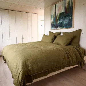 French Linen Duvet Cover - Olive by Eadie Lifestyle, a Quilt Covers for sale on Style Sourcebook