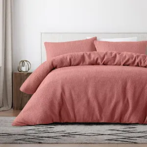Bas Phillips Cotton Waffle Coral Pink Quilt Cover Set by null, a Quilt Covers for sale on Style Sourcebook