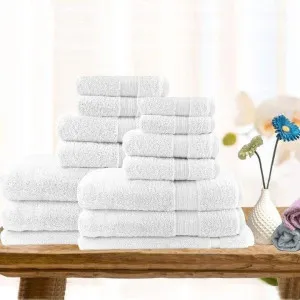 Softouch Light Weight Soft Premium Cotton Bath Towel 14 Piece White Towel Pack by null, a Towels & Washcloths for sale on Style Sourcebook