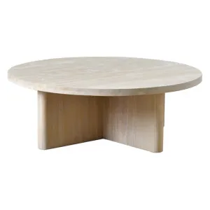 Sollas Travertine Top Round Coffee Table, 100cm by Conception Living, a Coffee Table for sale on Style Sourcebook