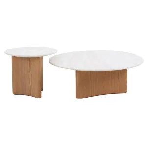 Farum Travertine Top Nested Coffee & Side Table Set, 90/50cm by Conception Living, a Coffee Table for sale on Style Sourcebook