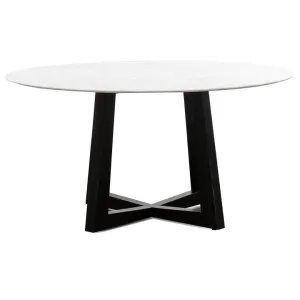 Zed Marble Top Round Dining Table, 150cm, White / Black by Conception Living, a Dining Tables for sale on Style Sourcebook
