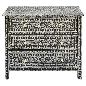Balzan Mother Of Pearl Inlaid 3 Drawer Chest by Philuxe Home, a Cabinets, Chests for sale on Style Sourcebook