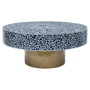 Bluesy Mother Of Pearl Inlaid Round Coffee Table, 90cm by Philuxe Home, a Coffee Table for sale on Style Sourcebook
