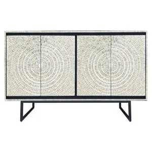 Delimara Mother Of Pearl Inlaid 4 Door Sideboard, 142cm by Philuxe Home, a Sideboards, Buffets & Trolleys for sale on Style Sourcebook